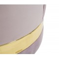 Designov&aacute; art deco kulat&aacute; taburetka Laurentia s opěrkou s růžov&yacute;m sametov&yacute;m potahem a zlat&yacute;m detailem 45 cm