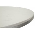 Luxusní art deco kulatý bílý jídelní stůl Florenzo s mramorovou deskou a stříbrnou kovovou konstrukcí 100 cm