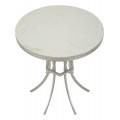Art deco kulatý bílý příruční stolek Florenzo s mramorovou deskou a stříbrnou kovovou podstavou 68 cm