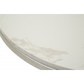 Art deco kulatý bílý příruční stolek Florenzo s mramorovou deskou a stříbrnou kovovou podstavou 68 cm