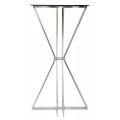 Moderní art deco kovový kulatý stříbrný barový stůl Virello s černou skleněnou deskou ve tvaru přesýpacích hodin 105 cm