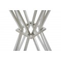 Moderní art deco kovový kulatý stříbrný barový stůl Virello s černou skleněnou deskou ve tvaru přesýpacích hodin 105 cm