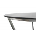 Moderní art deco kovový kulatý stříbrný barový stůl Virello ve tvaru přesýpacích hodin s černou skleněnou deskou 105 cm