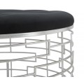 Art deco kulatá kovová čalouněná černá sametová taburetka Smeraldina se stříbrnou konstrukcí se vzorem 80 cm