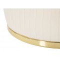 Stylové art deco kulaté krémové sametové křeslo Bellaria se zlatými detaily a vertikálním prošíváním 80 cm