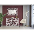 Art deco krémová sametová jídelní židle Elveria s černýma nohama se zlatými detaily 80 cm