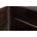 Luxusní industrialní obdélníkový čtyřdveřový hnědý příborník Melvin v hnědé barvě s kovovou černou konstrukcí 150 cm