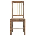 Designová masivní hnědá jídelní židle Saanvi ze sheeshamového dřeva se zlatým kovovým akcentem na opěrce 100 cm