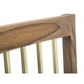 Designová masivní hnědá jídelní židle Saanvi ze sheeshamového dřeva se zlatým kovovým akcentem na opěrce 100 cm