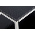 Designový obdélníkový konferenční stolek Aires s policí a stojanem na časopisy s černým koženým potahem 120 cm