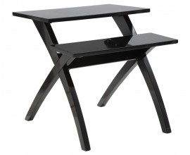 Designový moderní příruční stolek Scala se dvěma obdélníkovými deskami a lesklým černým lakováním 60 cm