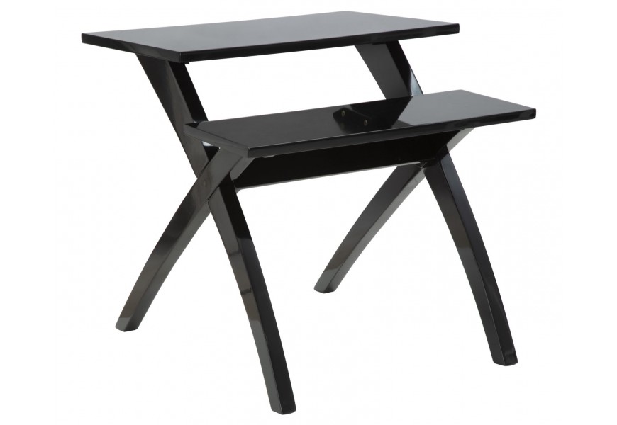 Designový moderní příruční stolek Scala se dvěma obdélníkovými deskami a lesklým černým lakováním 60 cm