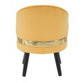 Designov&eacute; art deco kulat&eacute; křeslo Laurentia s n&iacute;zkou opěrkou se žlut&yacute;m sametov&yacute;m potahem a zlat&yacute;m detailem 62 cm