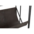 Designový industriální černý obdélníkový konferenční stolek Duane s hnědou dřevěnou deskou a koženými policemi 83 cm