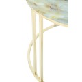 Designový art deco kulatý konferenční stolek Vertiano se skleněnou deskou s modrým mramorovým designem a zlatou podstavou 75 cm