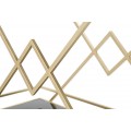 Designový art deco servírovací vozík Triangolo Oro se dvěma černými skleněnými policemi a zlatou kovovou konstrukcí 90 cm
