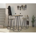 Designová industriální barová židle Shawn z kovu v tmavě šedé barvě se světlým patinovaným nátěrem sedáku 102 cm