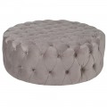 Luxusní chesterfield šedá taburetka Sadie s potahem ze sametu s dekorativním prošíváním s kulatými knoflíky kulatého tvaru bez nožiček