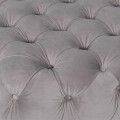 Luxusní glamour velká kulatá taburetka Sadie s šedým sametovým potahem a chesterfield prošíváním 100 cm