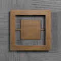 Art deco obdélníkový šedý masivní třídveřový příborník Quadria Gris se skleněnými policemi a bronzovými úchyty 193 cm