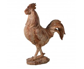 Vintage socha Janar v podobě velkého kohouta s výraznou strukturou a detaily s designem patinovaného povrchu v bronzové barvě