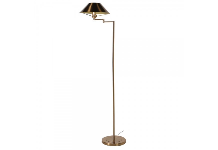 Moderní stojací lampa Mistin s nastavitelným polohovatelným ramenem s konstrukcí z kovu v bronzové barvě s kuželovým stínítkem