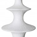 Stylová provensálská bílá stojací lampa Tori s kuželovou nohou a výraznou strukturou s válcovým hedvábným stínítkem 185 cm