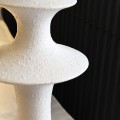 Stylová provensálská bílá stojací lampa Tori s kuželovou nohou a výraznou strukturou s válcovým hedvábným stínítkem 185 cm