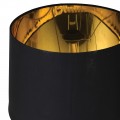 Art deco vysoká kovová zlatá stojací lampa Kelly s válcovým textilním stínítkem v černé barvě a atypickou nohou 164 cm