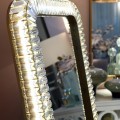 Luxusní glamour obdélníkové zrcadlo Hedy se stojanem s krystalovým rámem s LED osvětlením ve zlaté barvě 165 cm