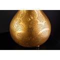 Orientální stolní lampa Fatima kulatého tvaru z kovu ve zlaté barvě s perforací se třemi nožičkami 52 cm