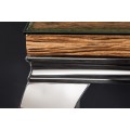 Luxusní glamour konzolový stolek Modern Barock s chromovou konstrukcí a deskou z hnědého masivního dřeva a skla 145 cm