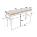 Luxusní glamour konzolový stolek Modern Barock s chromovou konstrukcí a deskou z hnědého masivního dřeva a skla 145 cm