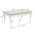 Luxusní designový obdélníkový konferenční stolek Modern Barock s chromovou podstavou a deskou ze skla a masivního dřeva 100 cm
