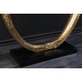 Art deco obdélníkový konzolový stolek Lorentia s černou deskou a ručně tvarovanou zlatou kovovou konstrukcí 79 cm