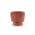 Stylové art deco kulaté otočné křeslo Elian v terakotové oranžové barvě s bouclé potahem s retro nádechem 76 cm