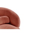 Stylové art deco kulaté otočné křeslo Elian v terakotové oranžové barvě s bouclé potahem v retro nádechu 76 cm
