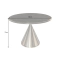 Luxusní mramorový art deco kulatý jídelní stůl Elina se stříbrnou kovovou kuželovou nohou a černou deskou 130 cm