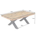 Designový moderní obdélníkový konferenční stolek Barracuda s hnědou teakovou a skleněnou deskou a černýma nohama 110 cm