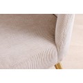 Moderní art deco čalouněná béžová jídelní židle Jana s textilním manšestrovým potahem s kovovými zlatými nožičkami 89 cm