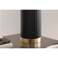 Designová art deco stolní lampa Draconia s černou reliéfní keramickou nohou a bílým stínítkem se zlatým akcentem 70 cm