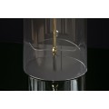Designová glamour noční lampa Gambier se zlatým stínítkem se vzorem palmových listů a průhlednou skleněnou nohou 47 cm