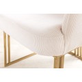 Designová art deco jídelní židle Hejdy s opěrkami na ruce s manšestrovým béžovým potahem a zlatou podstavou 81 cm