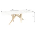 Designový glamour obdélníkový jídelní stůl Arturo s bílou mramorovou deskou a zlatou asymetrickou podstavou 200 cm