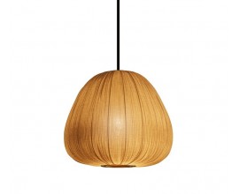 Designový moderní kulatý lustr Mistia s nasbíraným látkovým stínítkem v béžově zlaté barvě 38 cm