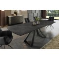 Moderní industriální rozkládací obdélníkový jídelní stůl Marbleux s atypickými kovovými černými nohama 230 cm