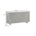 Luxusní art deco oválný hnědý třídveřový příborník Monac s bílou mramorovou vrchní deskou a kosoštvorcovým vzorem 150 cm