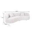 Designová art deco sedačka Jina v polobloukovém tvaru s béžovým potahem z buklé látky a třemi polštáři 229 cm