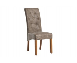 Designová klasická jídelní židle Valentino s prošívanou zahnutou opěrkou v hnědošedém odstínu taupe 110 cm