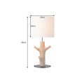 Venkovská stolní lampa Garcinia s hnědou masivní nohou s designem větví a bílým buklé stínítkem 58 cm